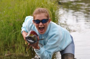 Crazy Girl with Sockeye Salmon